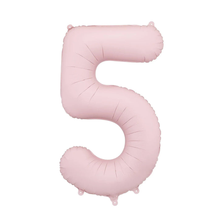 Light Pink Number 5 Balloon 86cm / 34" - Large Pastel Pink Foil Mylar Digit - 5th Birthday Decor - 50th - Anniversary Party Supplies - Jolie Fete UK
