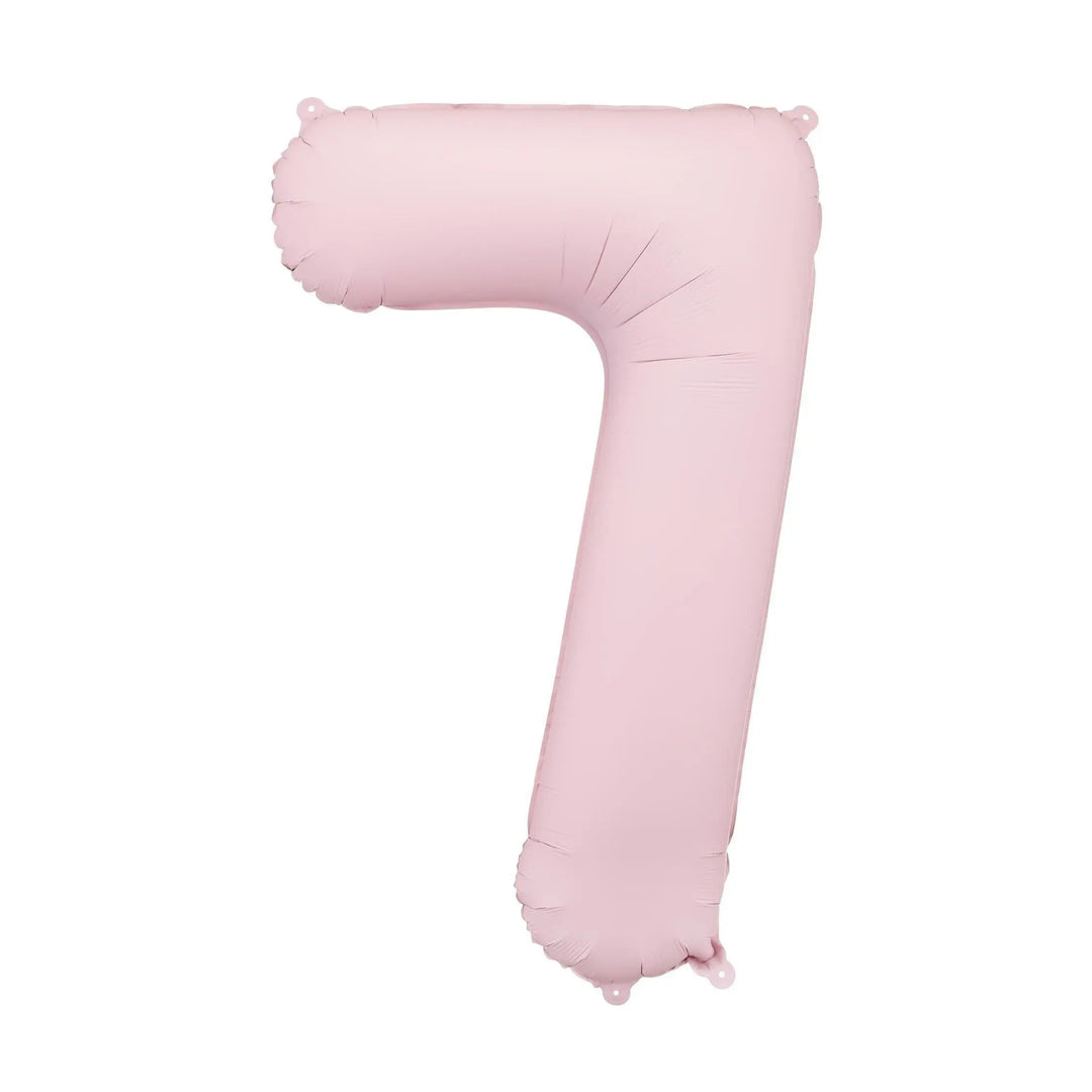 Light Pink Number 7 Balloon 86cm / 34" - Large Pastel Pink Foil Mylar Digit - 7th Birthday Decor - 70th - Anniversary Party Supplies - Jolie Fete UK