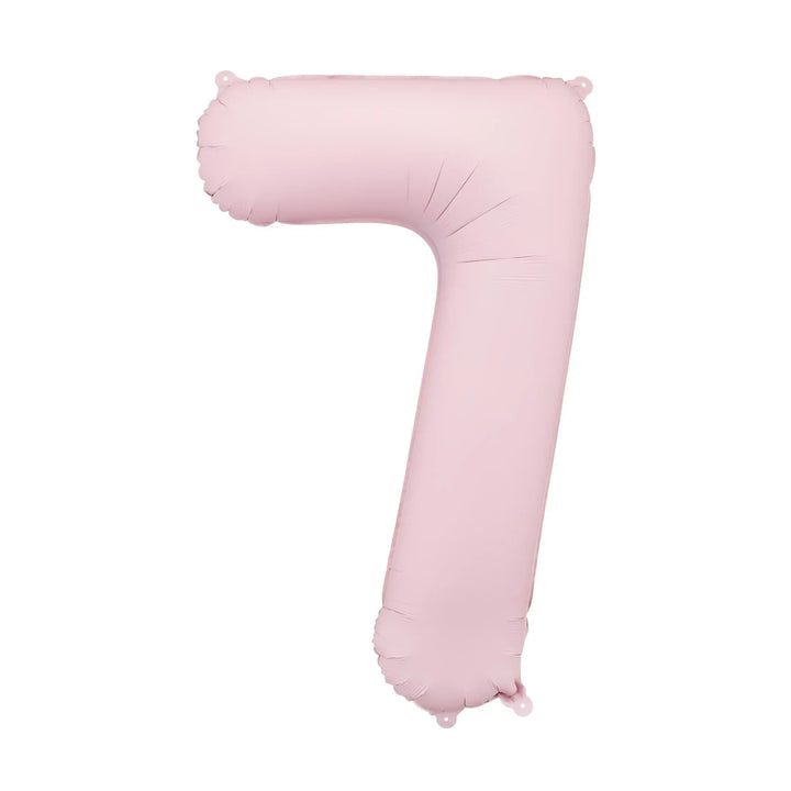 Light Pink Number 7 Balloon 86cm / 34" - Large Pastel Pink Foil Mylar Digit - 7th Birthday Decor - 70th - Anniversary Party Supplies - Jolie Fete UK