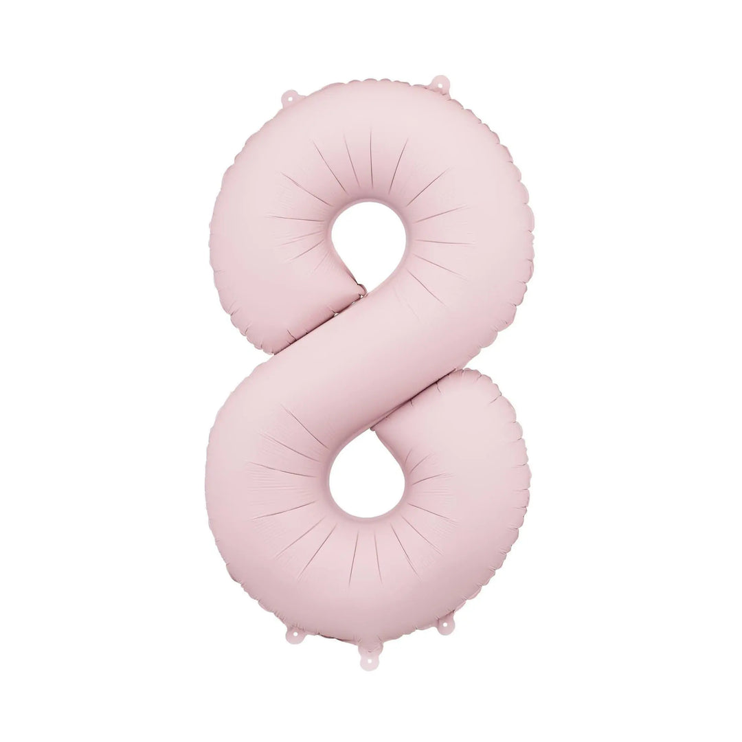 Light Pink Number 8 Balloon 86cm / 34" - Large Pastel Pink Foil Mylar Digit - 18th Birthday Decor - 80th - Anniversary Party Supplies - Jolie Fete UK