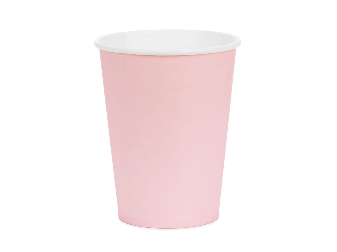 Light Pink Paper Cups 250ml - Pastel Pink Party Cups - Disposable Cups for Birthday - Baby Shower - Tea Party - Wedding Decor - Pack of 6 - Jolie Fete UK