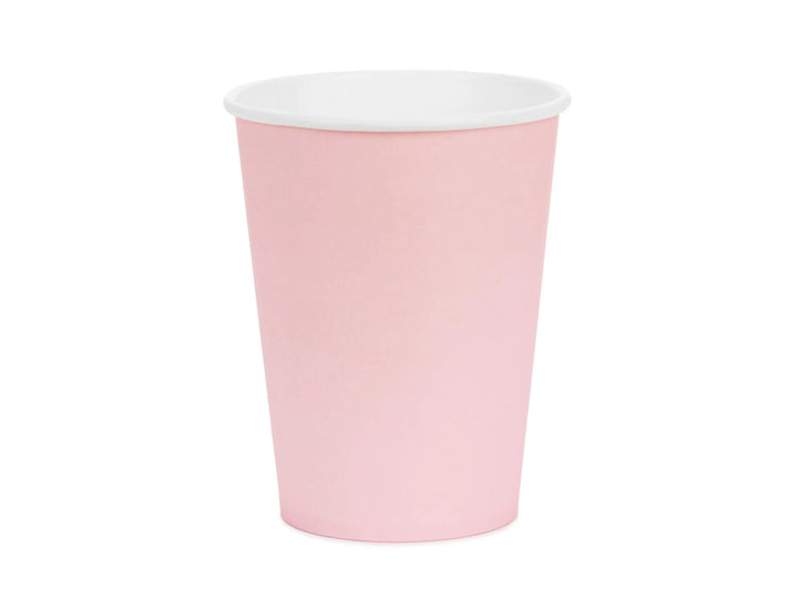 Light Pink Paper Cups 250ml - Pastel Pink Party Cups - Disposable Cups for Birthday - Baby Shower - Tea Party - Wedding Decor - Pack of 6 - Jolie Fete UK