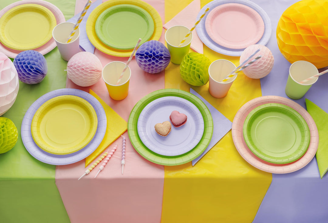 Pink Paper Plates 18cm - Light Pastel Pink Small Party Plates - Dessert Plates - Kids Birthday - Baby Shower - Pack of 6 - Jolie Fete UK