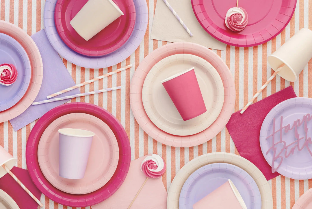 Pink Paper Plates 18cm - Light Pastel Pink Small Party Plates - Dessert Plates - Kids Birthday - Baby Shower - Pack of 6 - Jolie Fete UK