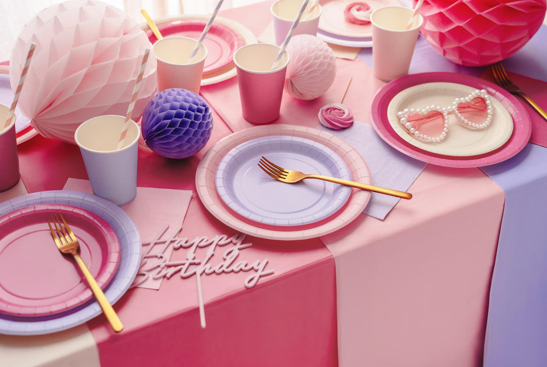 Pink Paper Plates 23cm - Light Pastel Pink Party Plates - Kids Birthday - Princess Party - Baby Shower - Pack of 6 - Jolie Fete UK