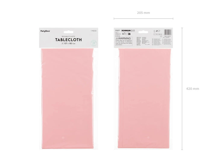 Light Pink Tablecloth 137 x 183 cm - Large Rectangular Pastel Pink Table Cover - Durable Synthetic Party Tablecloth - Birthday - Baby Shower - Jolie Fete UK