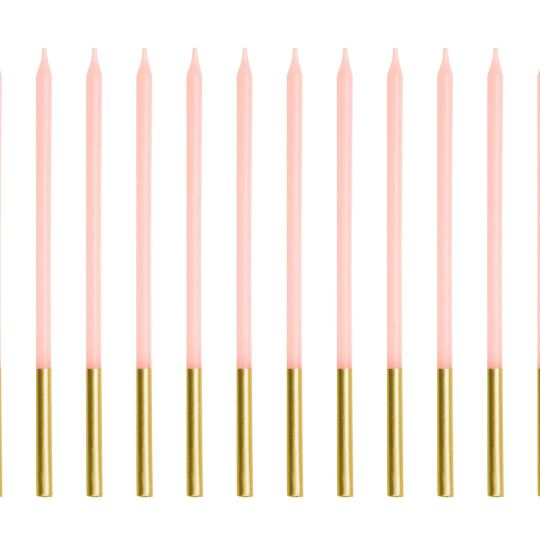 Light Pink Candles - Plain Pastel Pink Cake Candles - Straight Candles - Pink Party Decorations - Birthday Cake Candles - 14cm - Pack Of 12 - Jolie Fete UK