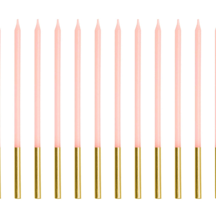 Light Pink Candles - Plain Pastel Pink Cake Candles - Straight Candles - Pink Party Decorations - Birthday Cake Candles - 14cm - Pack Of 12 - Jolie Fete UK