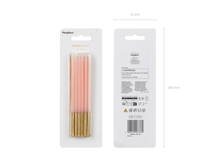 Light Pink Candles - Plain Pastel Pink Cake Candles - Straight Candles - Pink Party Decorations - Birthday Cake Candles - 14cm - Pack Of 12 - Jolie Fete UK