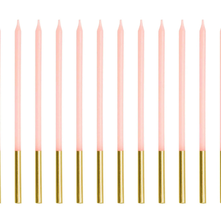 Light Pink Candles - Plain Pastel Pink Cake Candles - Straight Candles - Pink Party Decorations - Birthday Cake Candles - 14cm - Pack Of 12 - Jolie Fete UK
