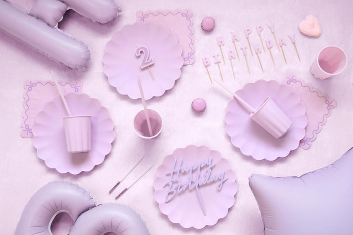 Lilac Happy Birthday Cake Candles - Light Violet Cake Decorations - Pale Purple Birthday Party Decor - Jolie Fete UK