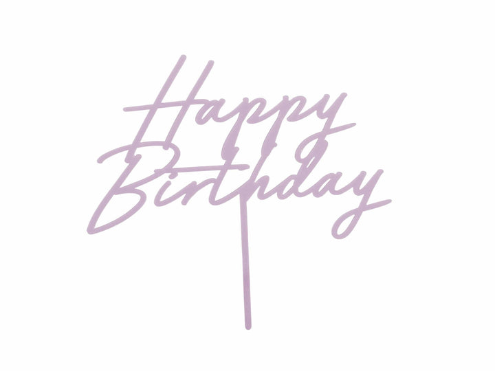 Lilac Happy Birthday Cake Topper - Reusable Light Violet Cake Decoration - Pale Purple Birthday Party Decor - Mermaid Party - Unicorn Theme - Jolie Fete UK