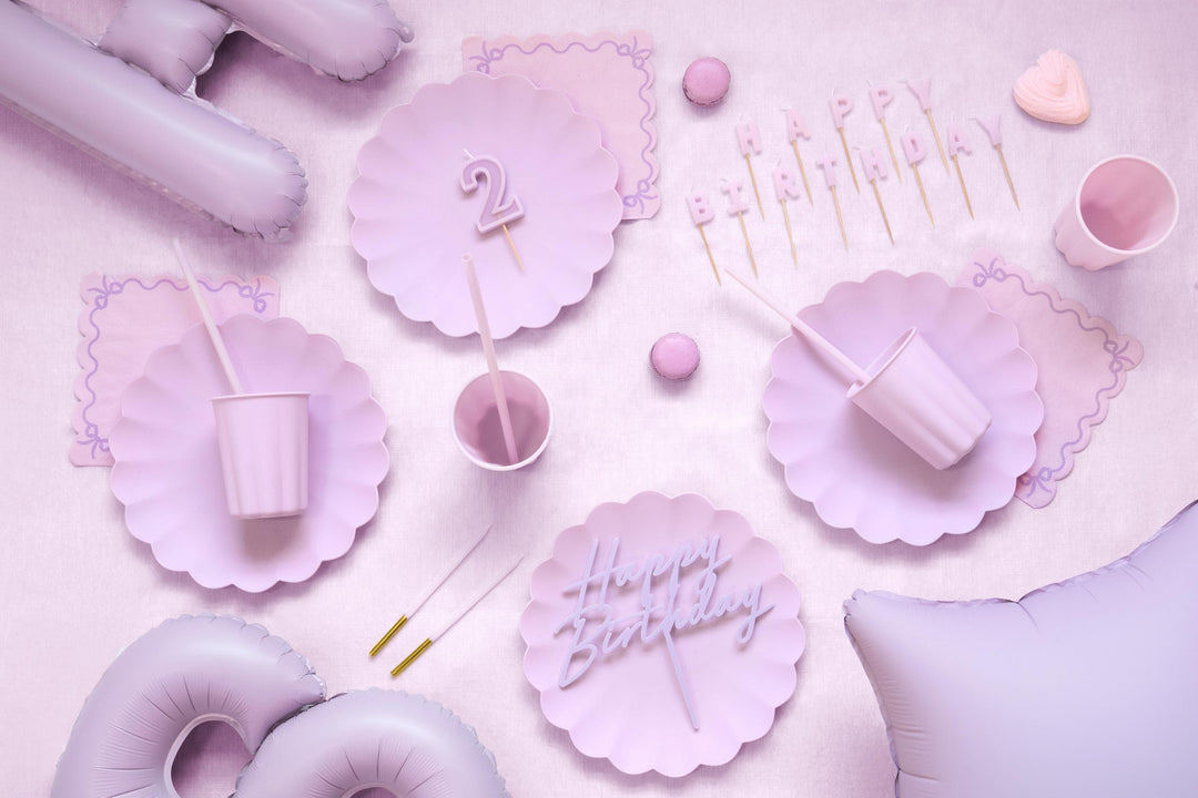Lilac Happy Birthday Cake Topper - Reusable Light Violet Cake Decoration - Pale Purple Birthday Party Decor - Mermaid Party - Unicorn Theme - Jolie Fete UK