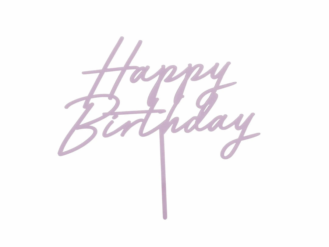 Lilac Happy Birthday Cake Topper - Reusable Light Violet Cake Decoration - Pale Purple Birthday Party Decor - Mermaid Party - Unicorn Theme - Jolie Fete UK