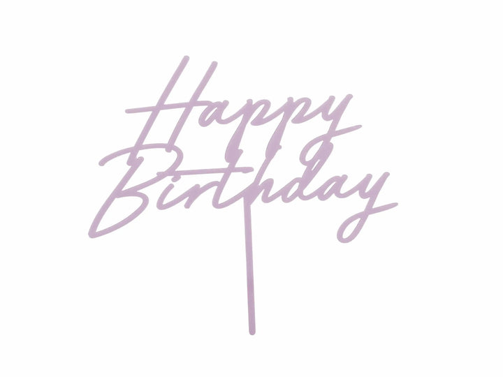 Lilac Happy Birthday Cake Topper - Reusable Light Violet Cake Decoration - Pale Purple Birthday Party Decor - Mermaid Party - Unicorn Theme - Jolie Fete UK