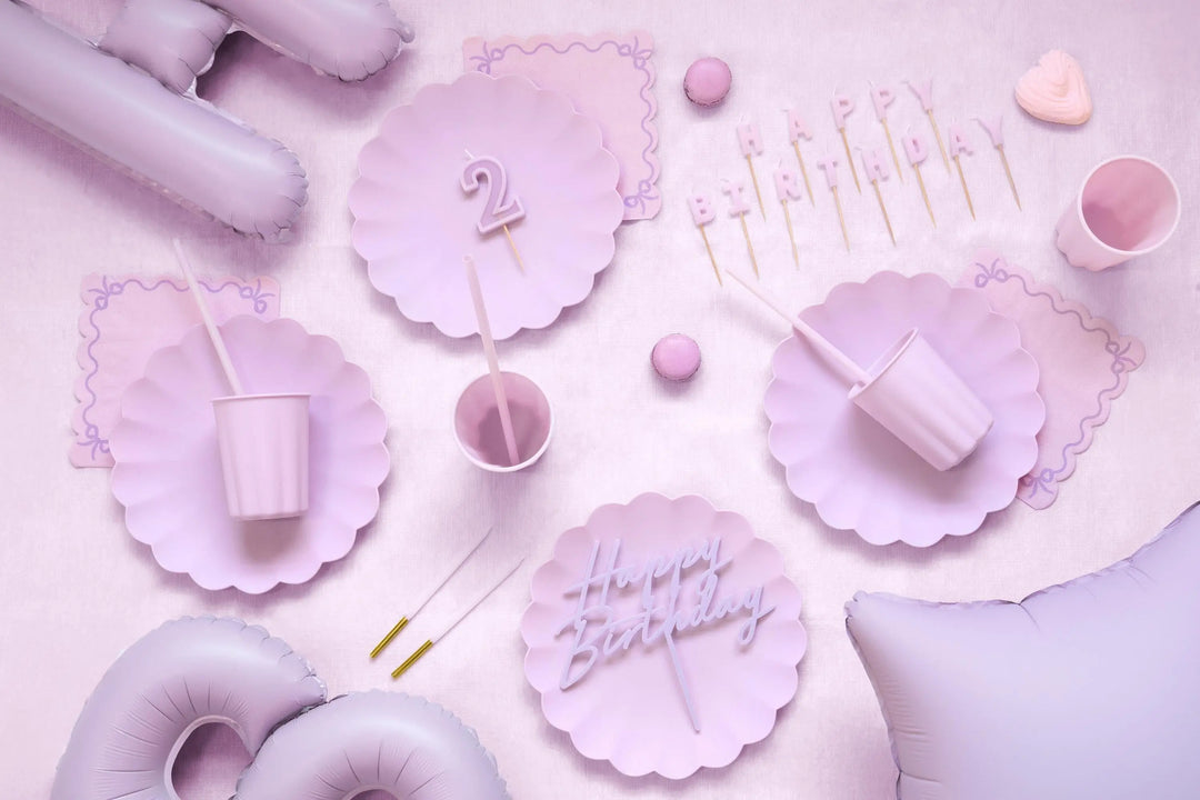 Lilac Happy Birthday Cake Topper - Reusable Light Violet Cake Decoration - Pale Purple Birthday Party Decor - Mermaid Party - Unicorn Theme - Jolie Fete UK