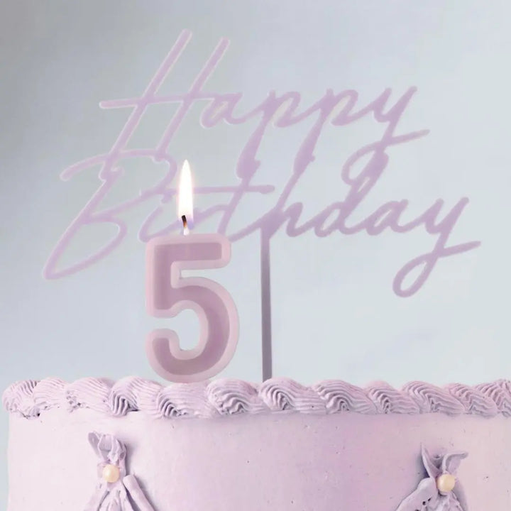 Lilac Happy Birthday Cake Topper - Reusable Light Violet Cake Decoration - Pale Purple Birthday Party Decor - Mermaid Party - Unicorn Theme - Jolie Fete UK