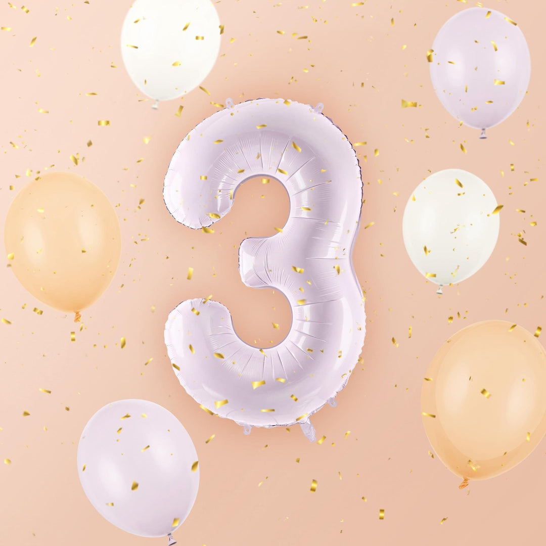 Lilac Number 3 Balloon 72cm / 30" - Large Pastel Purple Foil Mylar Digit - 3rd Birthday Decor - 30th - Anniversary Party Supplies - Mermaid - Jolie Fete UK