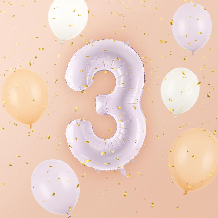 Lilac Number 3 Balloon 72cm / 30" - Large Pastel Purple Foil Mylar Digit - 3rd Birthday Decor - 30th - Anniversary Party Supplies - Mermaid - Jolie Fete UK