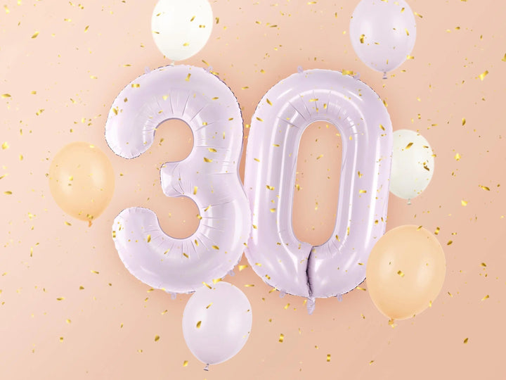 Lilac Number 3 Balloon 72cm / 30" - Large Pastel Purple Foil Mylar Digit - 3rd Birthday Decor - 30th - Anniversary Party Supplies - Mermaid - Jolie Fete UK