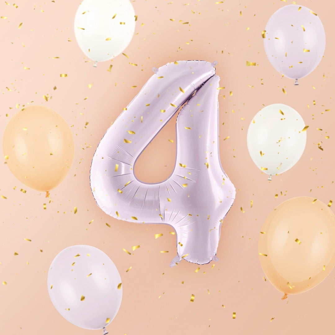 Lilac Number 4 Balloon 72cm / 30" - Large Pastel Purple Foil Mylar Digit - 4th Birthday Decor - 40th - Anniversary Party Supplies - Mermaid - Jolie Fete UK