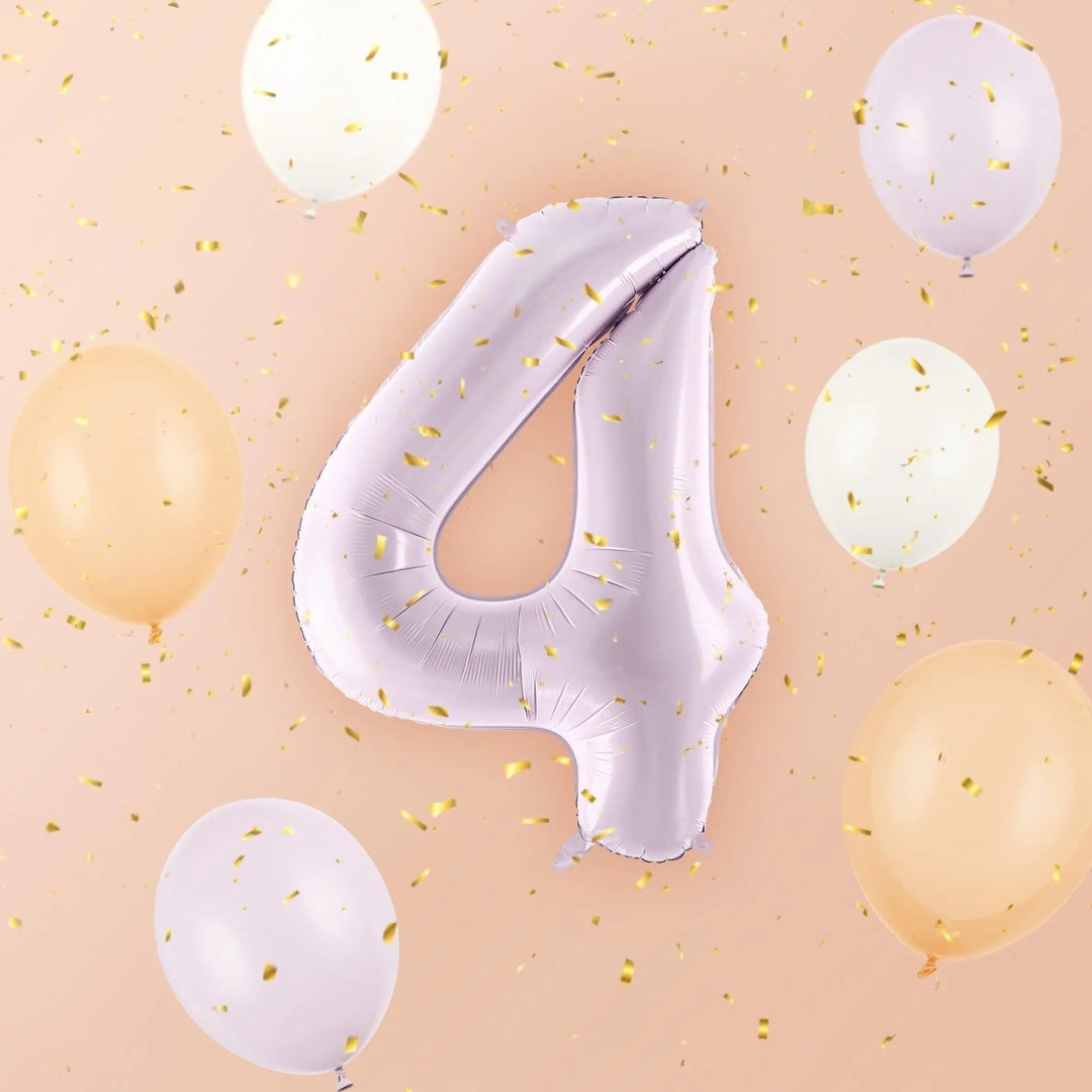 Lilac Number 4 Balloon 72cm / 30" - Large Pastel Purple Foil Mylar Digit - 4th Birthday Decor - 40th - Anniversary Party Supplies - Mermaid - Jolie Fete UK
