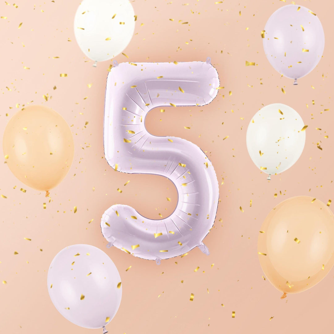 Lilac Number 5 Balloon 72cm / 30" - Large Pastel Purple Foil Mylar Digit - 5th Birthday Decor - 50th - Anniversary Party Supplies - Mermaid - Jolie Fete UK