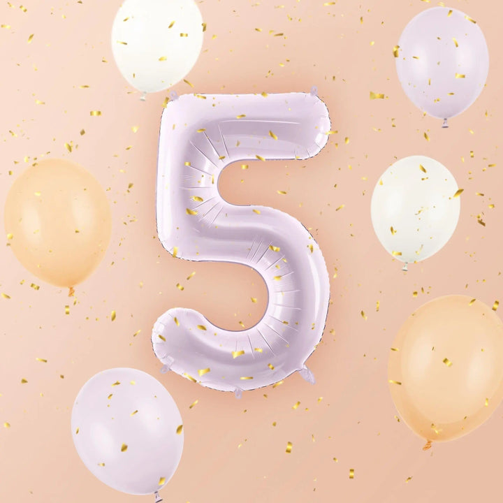 Lilac Number 5 Balloon 72cm / 30" - Large Pastel Purple Foil Mylar Digit - 5th Birthday Decor - 50th - Anniversary Party Supplies - Mermaid - Jolie Fete UK