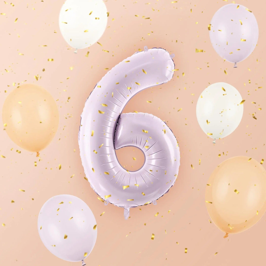 Lilac Number 6 Balloon 72cm / 30" - Large Pastel Purple Foil Mylar Digit - 16th Birthday Decor - 60th - Anniversary Party Supplies - Mermaid - Jolie Fete UK