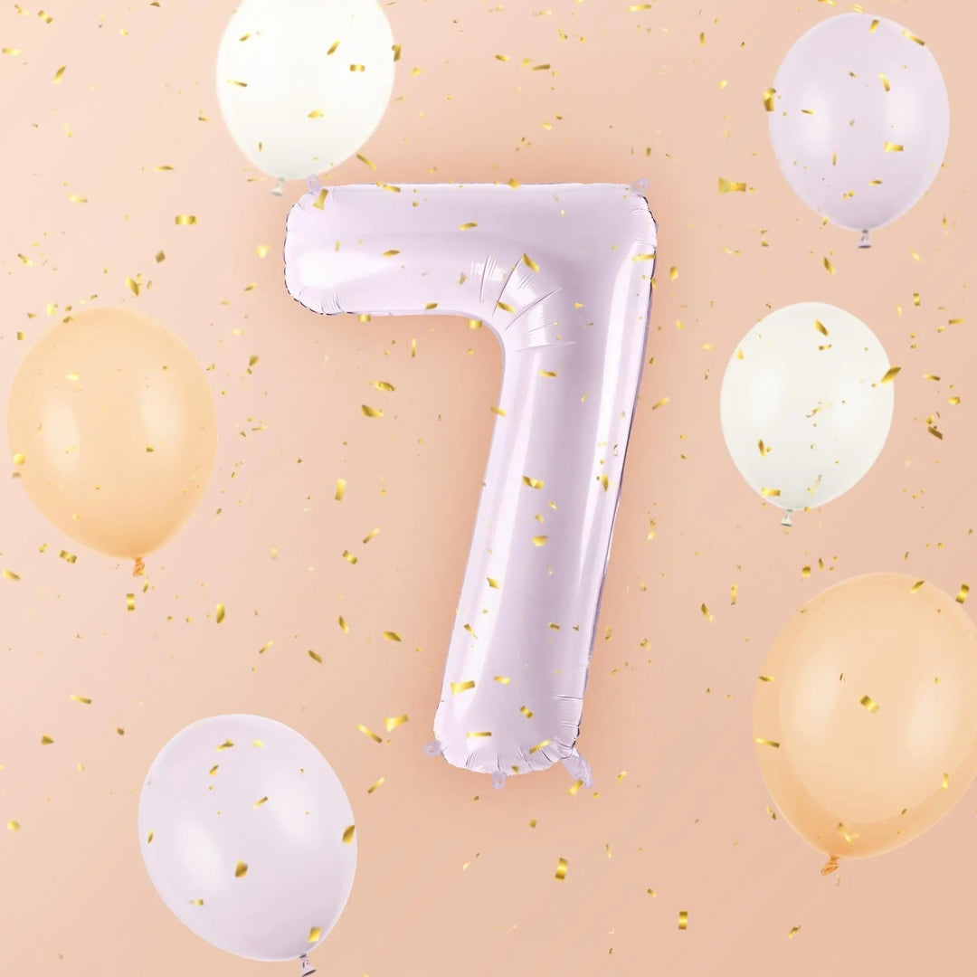 Lilac Number 7 Balloon 72cm / 30" - Large Pastel Purple Foil Mylar Digit - 17th Birthday Decor - 70th - Anniversary Party Supplies - Mermaid - Jolie Fete UK