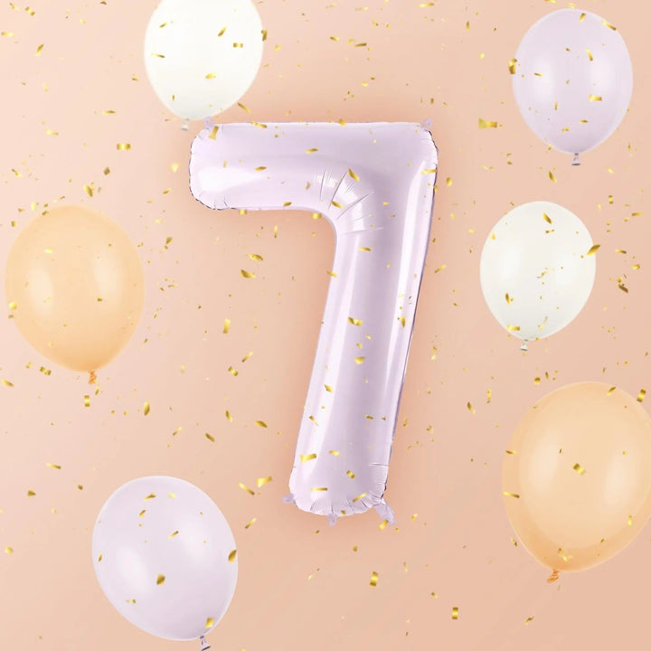 Lilac Number 7 Balloon 72cm / 30" - Large Pastel Purple Foil Mylar Digit - 17th Birthday Decor - 70th - Anniversary Party Supplies - Mermaid - Jolie Fete UK