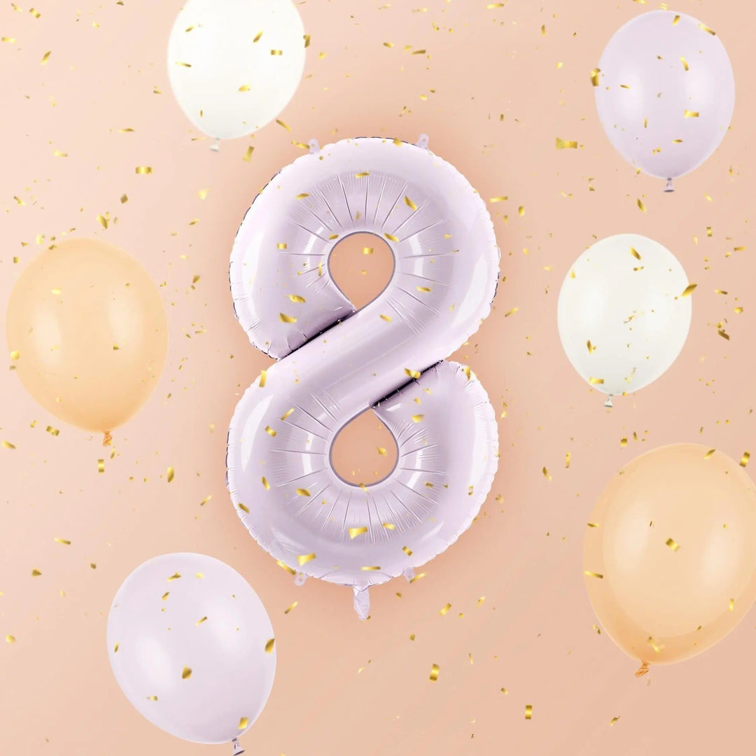Lilac Number 8 Balloon 72cm / 30" - Large Pastel Purple Foil Mylar Digit - 18th Birthday Decor - 80th - Anniversary Party Supplies - Mermaid - Jolie Fete UK
