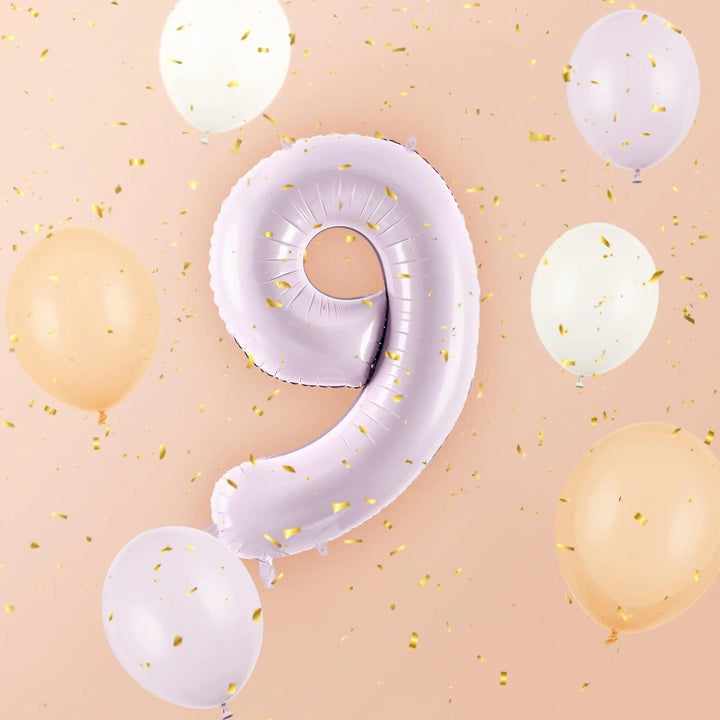 Lilac Number 9 Balloon 72cm / 30" - Large Pastel Purple Foil Mylar Digit - 9th Birthday Decor - 90th - Anniversary Party Supplies - Mermaid - Jolie Fete UK