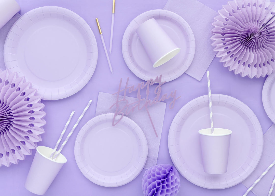 Lilac Paper Cups 250ml - Pastel Violet Party Cups - Disposable Cups for Birthday - Mermaid Party - Tea Party - Underwater Theme - Pack of 6 - Jolie Fete UK