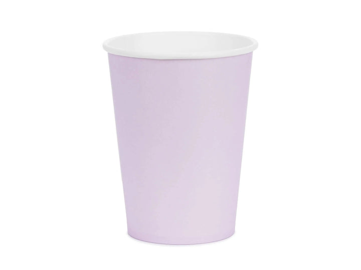 Lilac Paper Cups 250ml - Pastel Violet Party Cups - Disposable Cups for Birthday - Mermaid Party - Tea Party - Underwater Theme - Pack of 6 - Jolie Fete UK