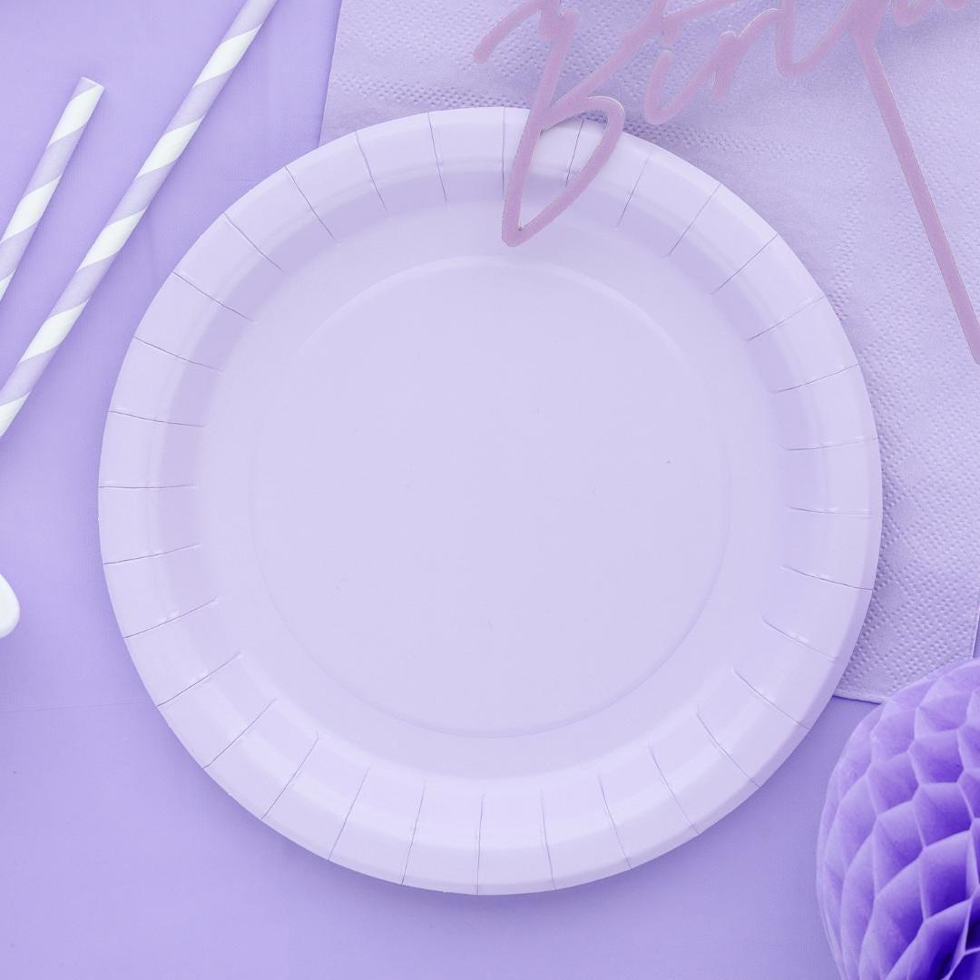 Lilac Paper Plates 18cm - Light Pastel Violet Small Party Plates - Dessert Plates - Kids Birthday - Mermaid Party - Pack of 6 - Jolie Fete UK