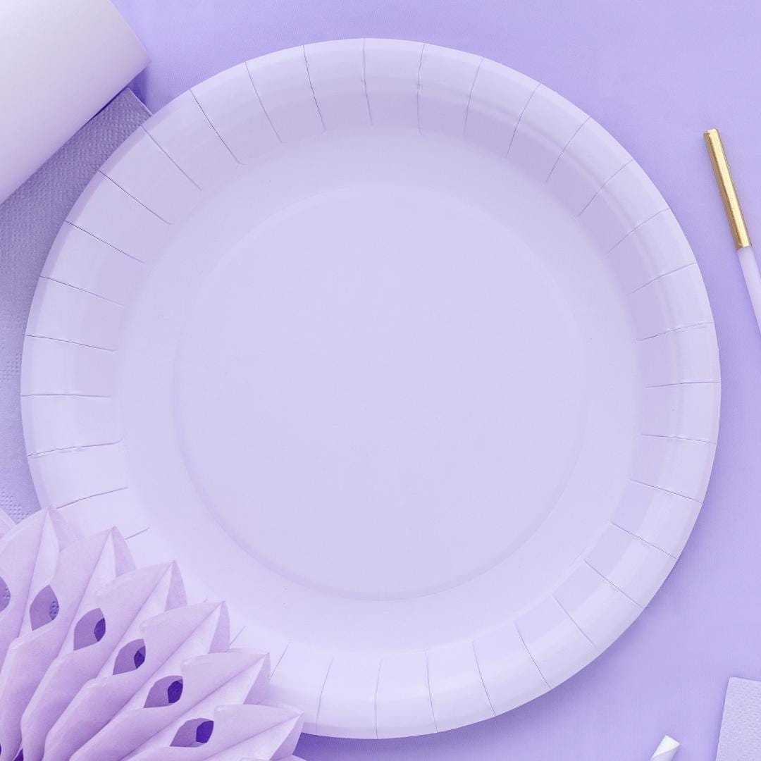 Lilac Paper Plates 23cm - Pastel Violet Party Plates - Kids Birthday - Mermaid Party - Underwater Theme - Pack of 6 - Jolie Fete UK