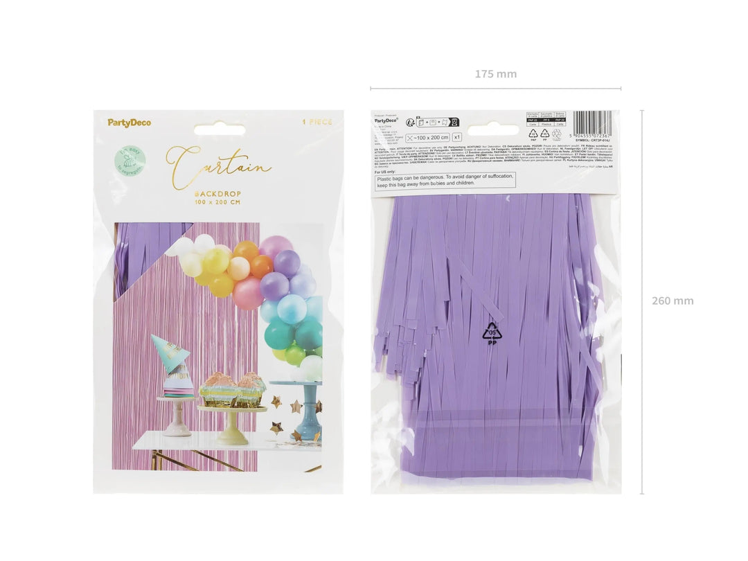 Lilac Party Curtain - Light Violet Party Backdrop - Kids Party - Lilac Party Decor - Pastel Party Fringe Curtain - Photo Booth Backdrop - Jolie Fete UK
