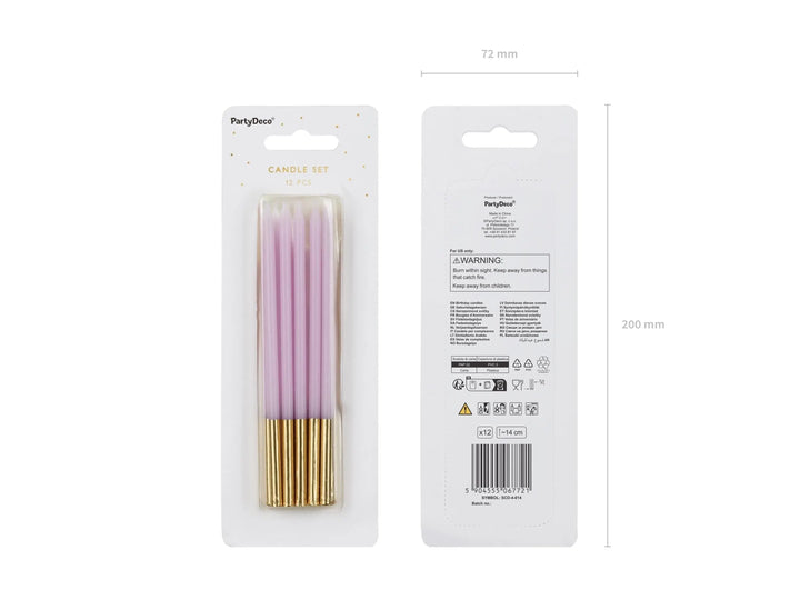 Lilac Candles - Plain Pastel Lilac Cake Candles - Straight Candles - Violet Party Decorations - Birthday Cake Candles - 14cm - Pack Of 12 - Jolie Fete UK