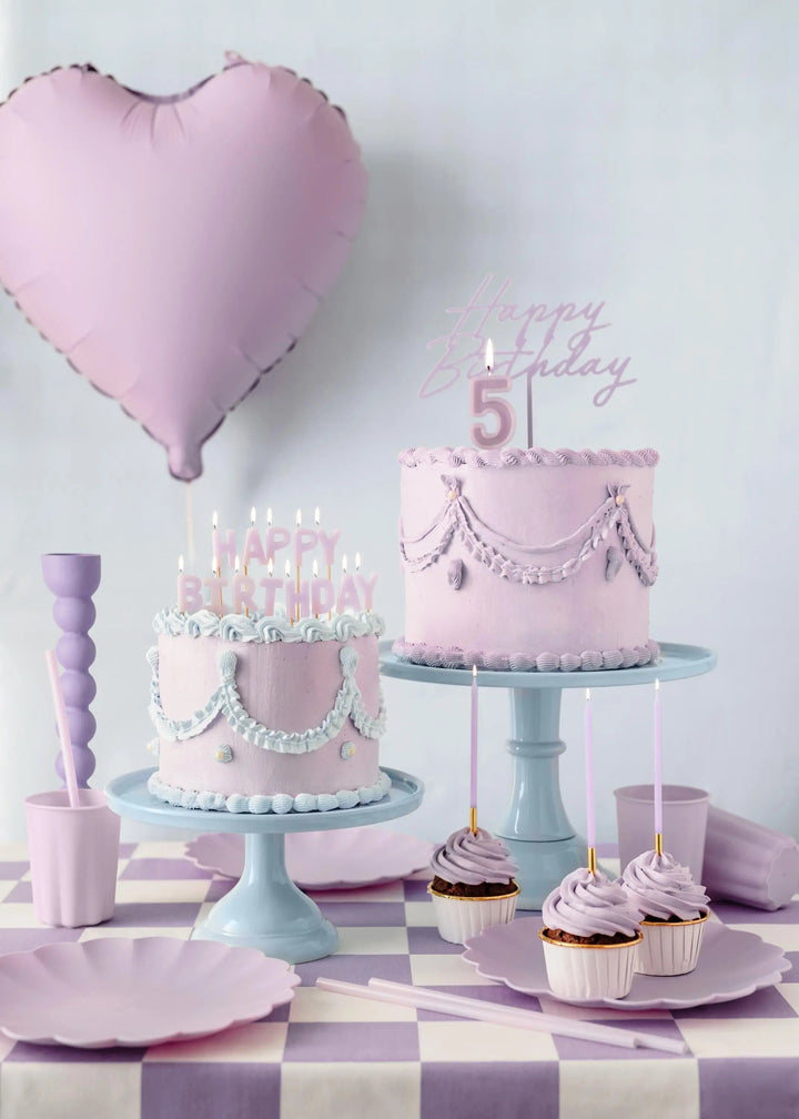 Lilac Candles - Plain Pastel Lilac Cake Candles - Straight Candles - Violet Party Decorations - Birthday Cake Candles - 14cm - Pack Of 12 - Jolie Fete UK