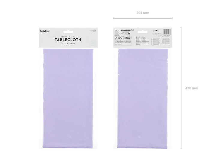 LilacTablecloth 137 x 183 cm - Large Rectangular Pastel Violet Table Cover - Durable Synthetic Party Tablecloth - Birthday Party Supplies - Jolie Fete UK