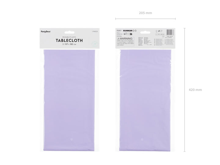LilacTablecloth 137 x 183 cm - Large Rectangular Pastel Violet Table Cover - Durable Synthetic Party Tablecloth - Birthday Party Supplies - Jolie Fete UK