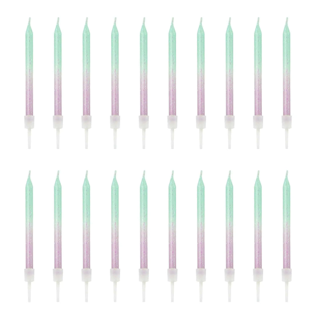 Mermaid Cake Candles - Mint & Lilac Ombre Candles - Mermaid Theme - Under the Sea Party - Birthday Cake Candles - Kids Birthday - Pack Of 20 - Jolie Fete UK