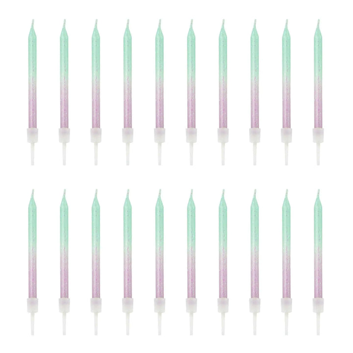 Mermaid Cake Candles - Mint & Lilac Ombre Candles - Mermaid Theme - Under the Sea Party - Birthday Cake Candles - Kids Birthday - Pack Of 20 - Jolie Fete UK