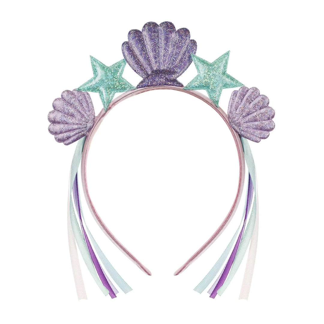 Mermaid Headband With Purple Shells & Green stars - Mermaid Theme -Under the Sea Party-Mermaid Fancy Dress-Party Favours-Kids Birthday Party - Jolie Fete UK