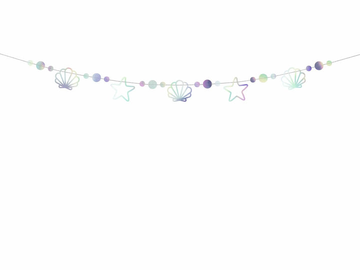 Mermaid Party Garland - Iridescent Bunting - Mermaid Theme - Under the Sea Party - Stars, Shells And Pearls - Kids Birthday Party - Jolie Fete UK