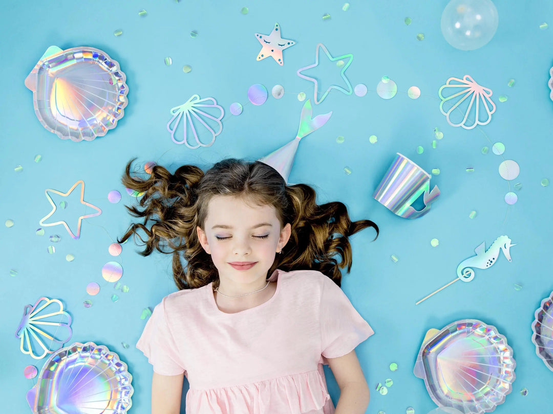 Mermaid Party Garland - Iridescent Bunting - Mermaid Theme - Under the Sea Party - Stars, Shells And Pearls - Kids Birthday Party - Jolie Fete UK