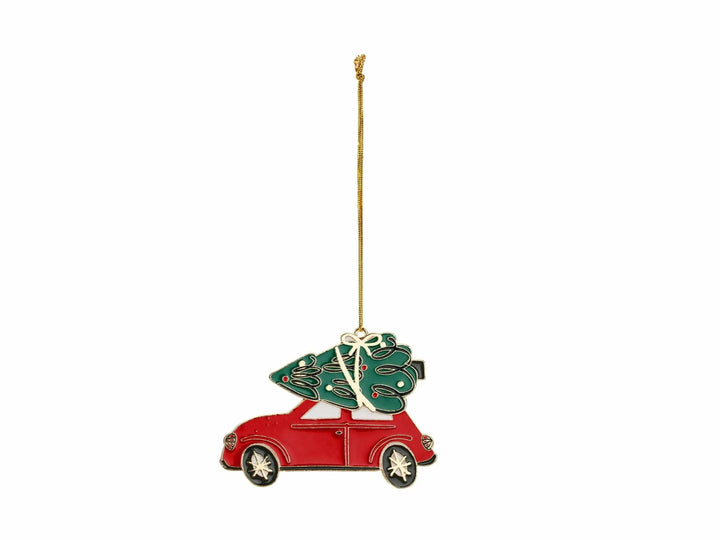 Metal Christmas Car Decoration - Metal Hanging Car Ornament - Red Car Tree Decoration - Xmas Tree Decor- Individual Tree Decoration - Jolie Fete UK