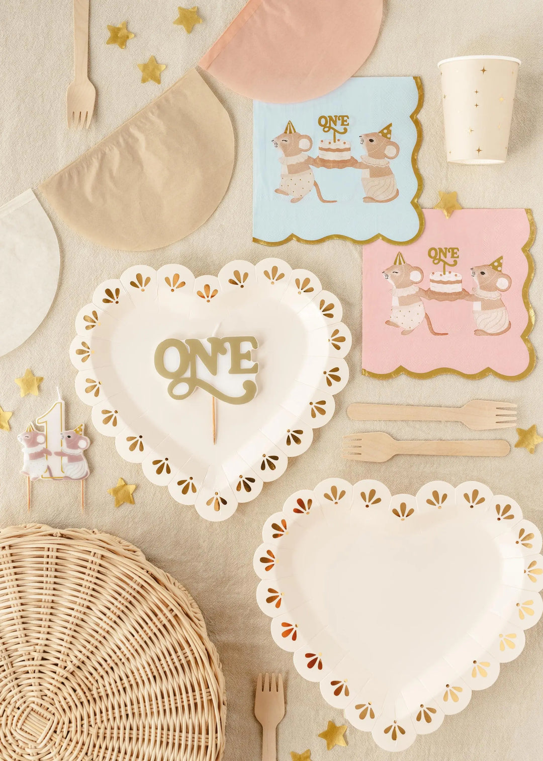 Mice Number 1 Birthday Candle - First Birthday Cake Topper - 1st Birthday Mouse Candle - Cake Smash - Neutral Milestone - One Little Mouse - Jolie Fete UK