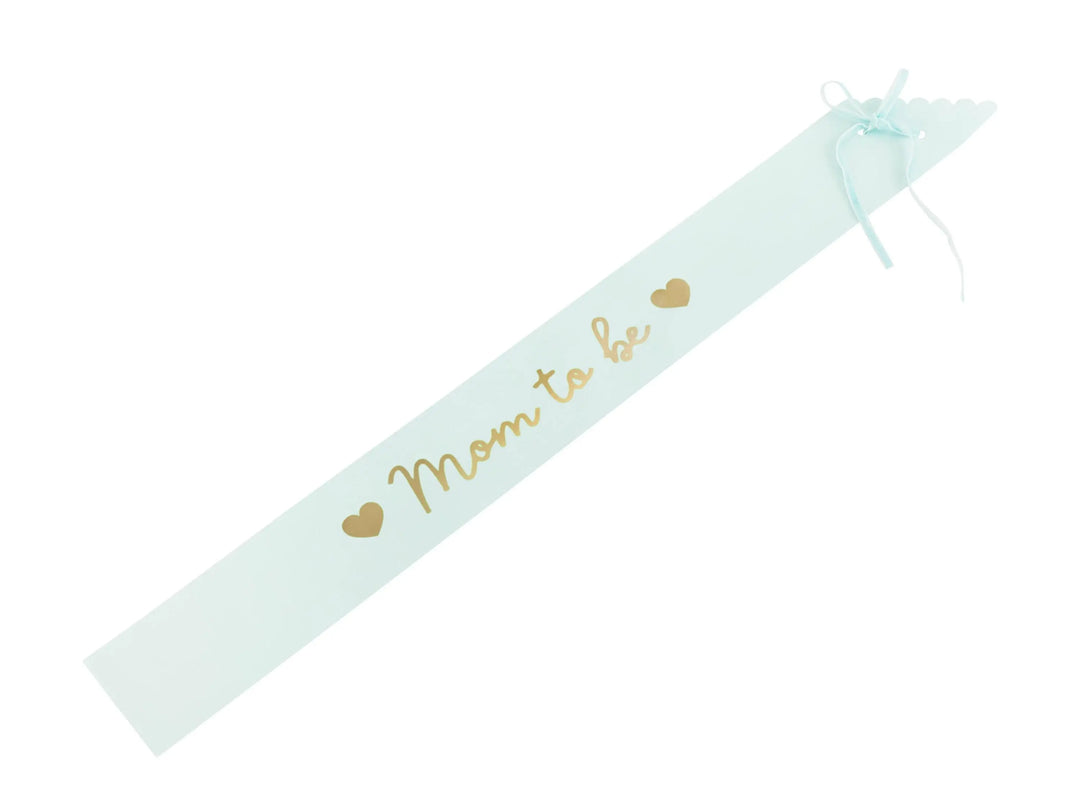 Mom To Be Sash - Tiffany Blue Baby Shower Ribbon - Light Teal Mother-To-Be - Mum To Be - Elegant Pregnancy Announcement Accessory - Jolie Fete UK